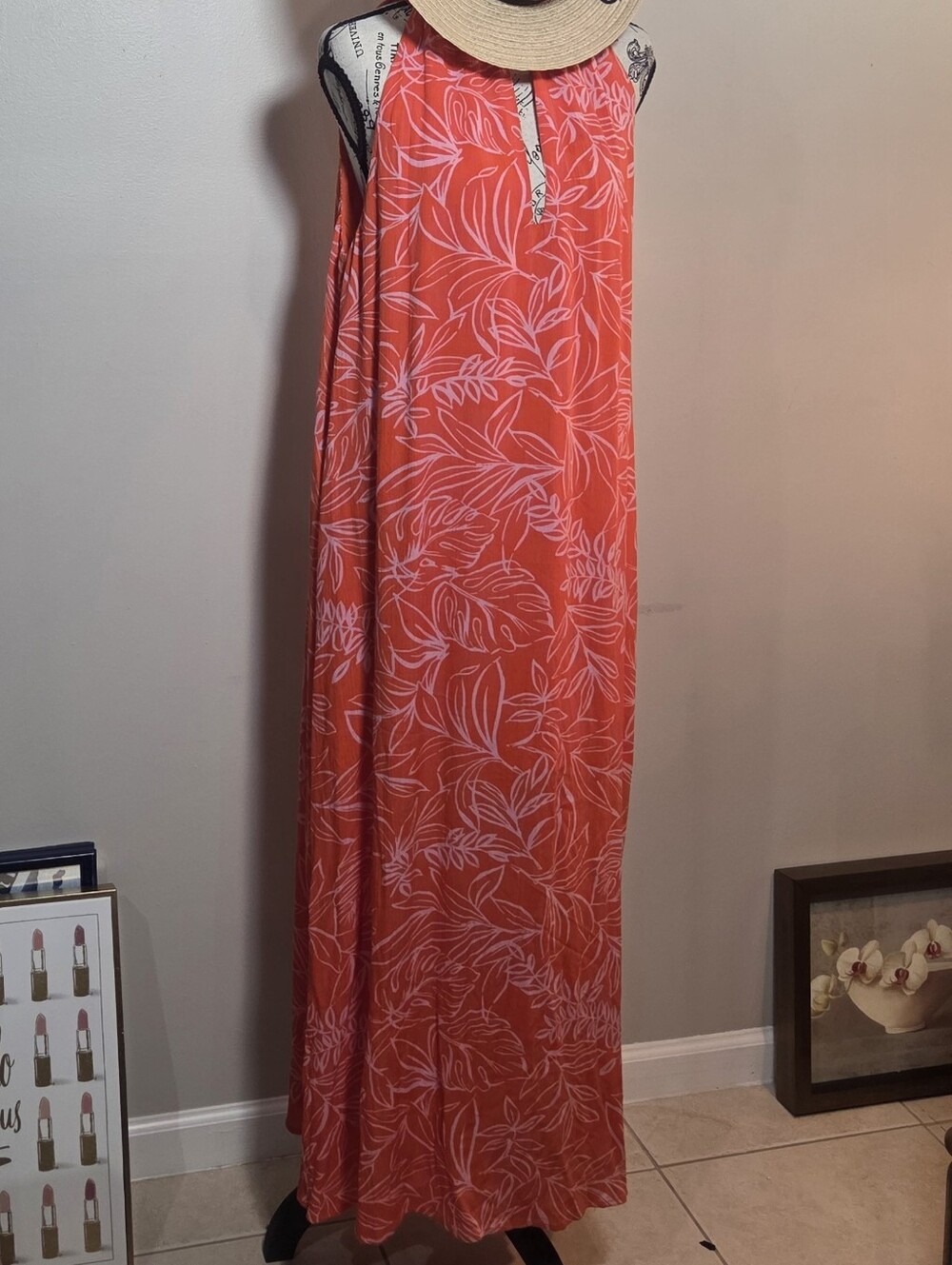 Forever 21 Orange & White Printed Maxi Dress